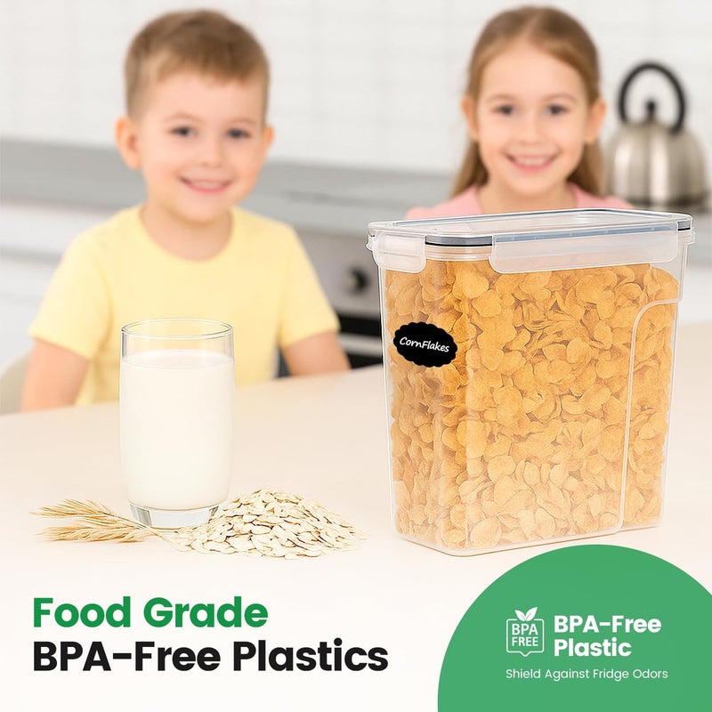 AROVAZ Cereal Containers Storage with Lids - Airtight Kitchen Dry Food Storage Containers & BPA Free Cereal Dispenser For Pantry Organizer And Storage (Clear, 4 Liter Pack of 4) - Image 5